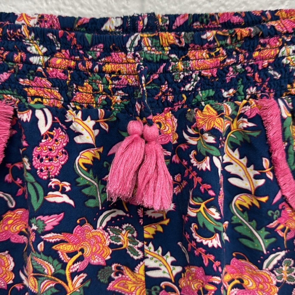Floral Pink and Blue Women's Shorts - Picture 4 of 6